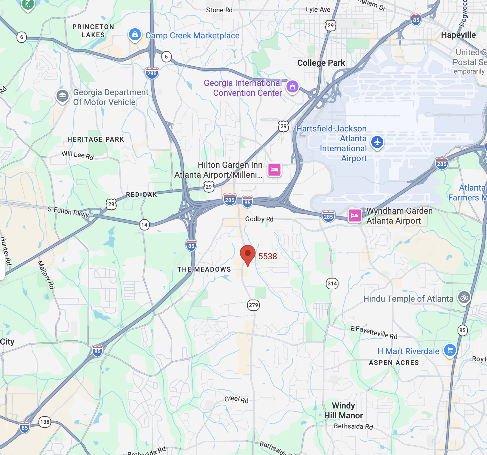 Map with pin showing location of TLCC